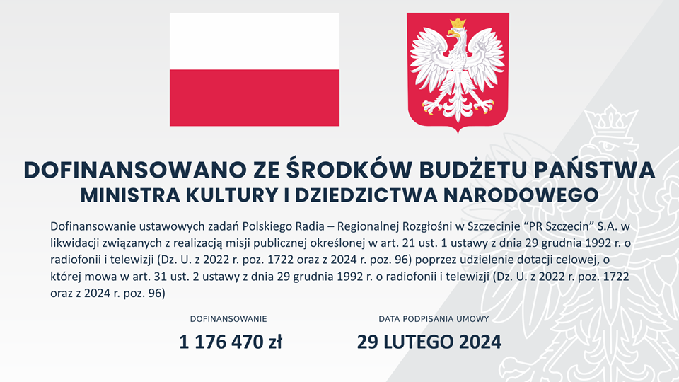 Dofinansowanie Polskiego Radia Szczecin SA w likwidacji ze środków Ministerstwa Kultury i Dziedzictwa Narodowego