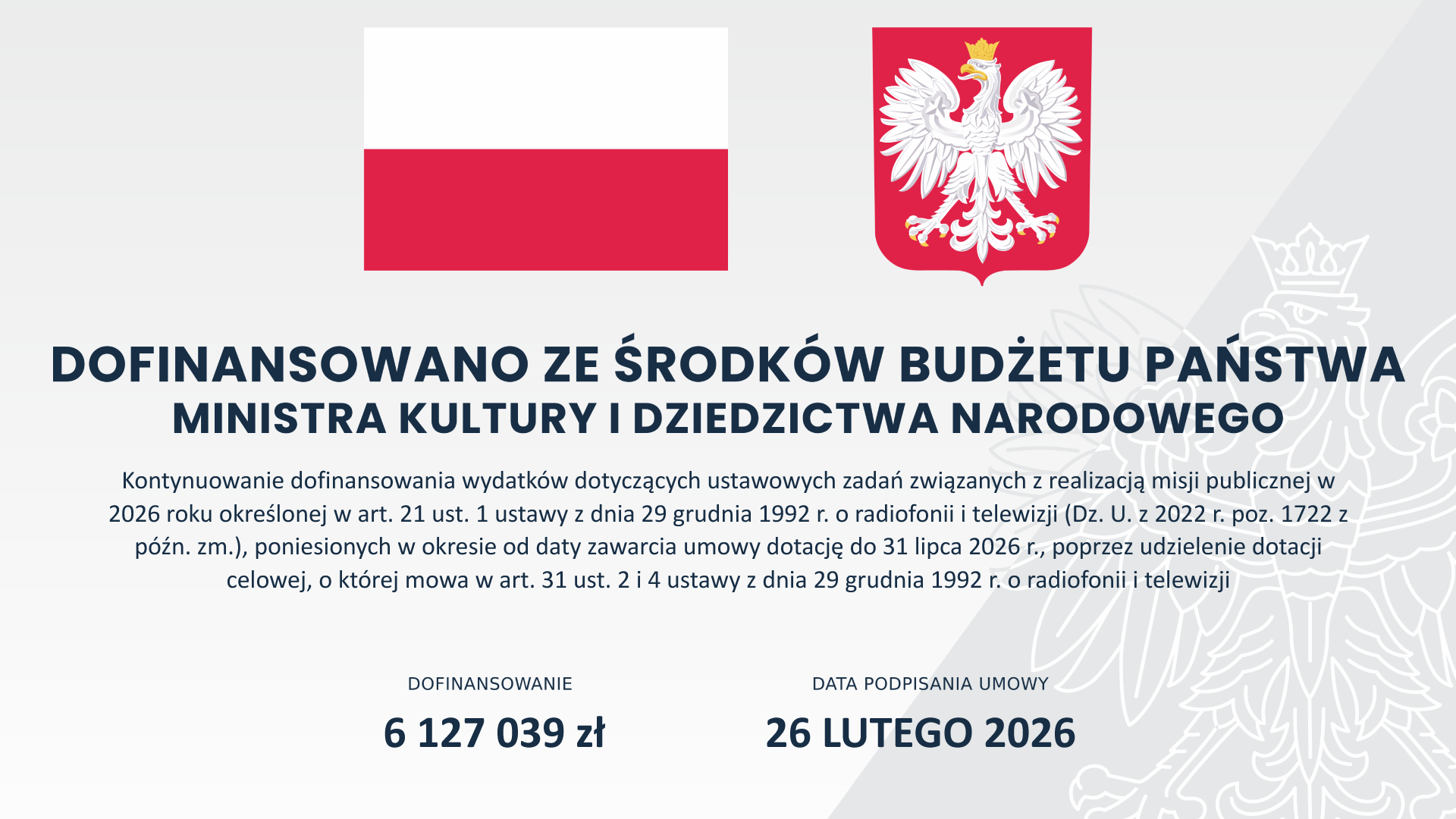 Dofinansowanie Polskiego Radia Szczecin SA w likwidacji ze środków Ministerstwa Kultury i Dziedzictwa Narodowego