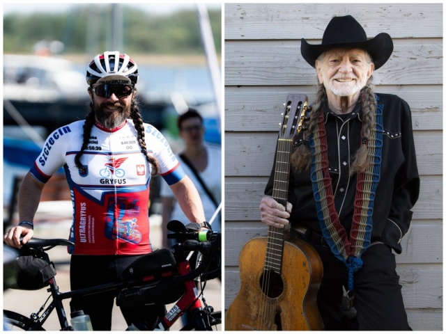 Być jak Willie. Ja z rowerem, on z gitarą. Wszystko gra. Być jak Willie Nelson