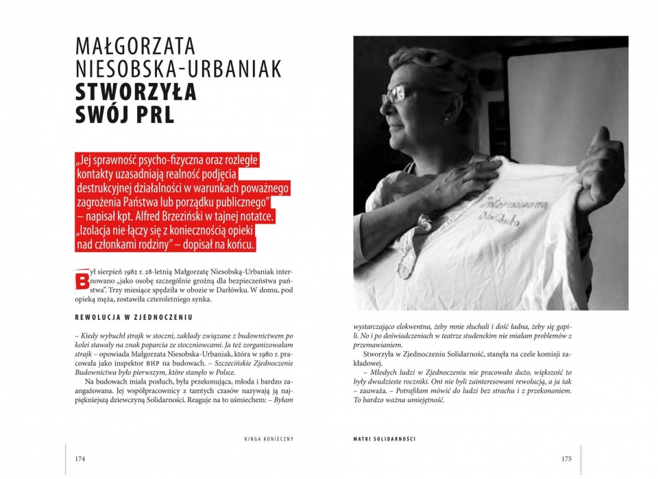 Strony z książki Kingi Konieczny ze zdjęciami Andrzeja Łazowskiego "Matki Solidarności".
