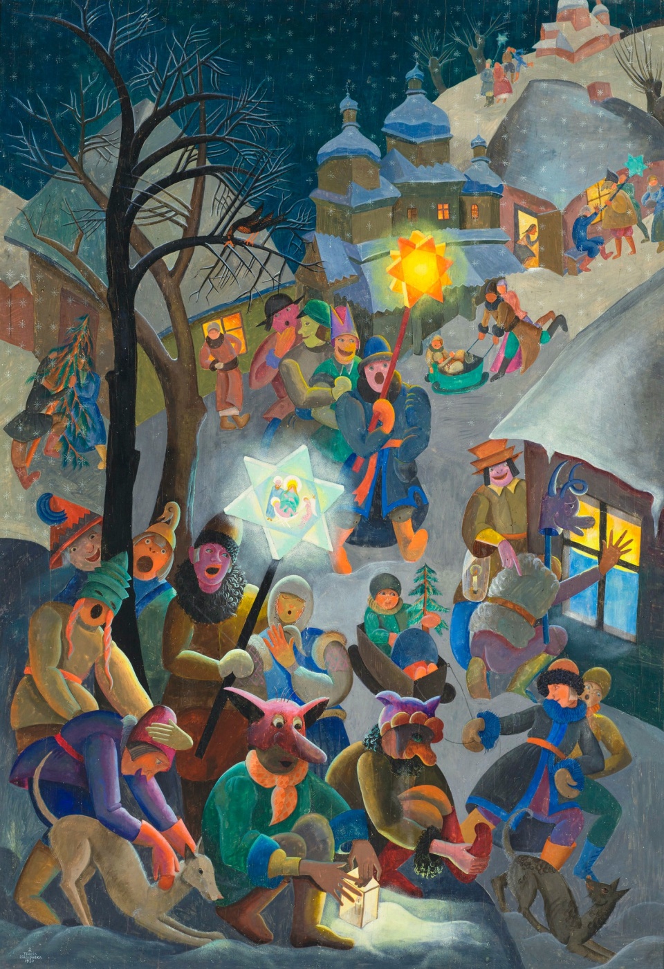 Teresa Roszkowska - Kolędy (tempera na sklejce, 89 x 63 cm), 1930, Muzeum Narodowe w Warszawie.