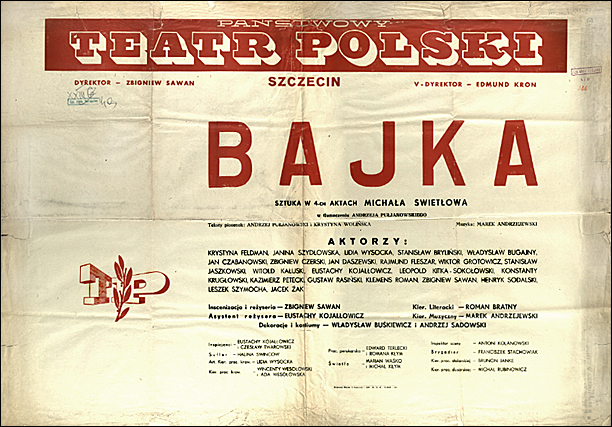 ’Bajka" - afisz Państwowego Teatru Polskiego z 1949 r. Fot. ze zbiorów Książnicy Pomorskiej w Szczecinie