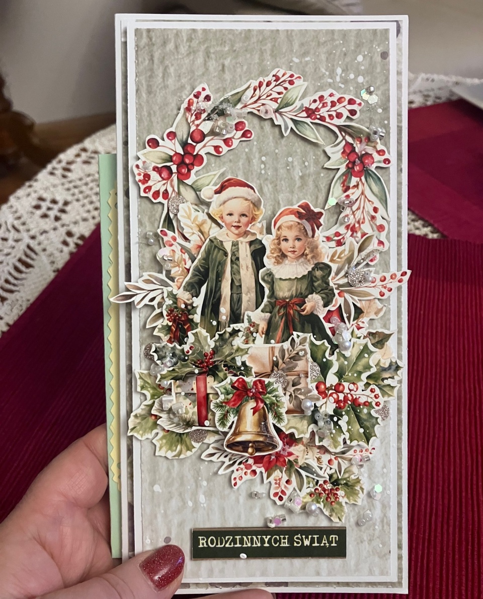 Kartka świąteczna własnoręcznie wykonana przez przyjaciół Mariana Kalemby. Fot. Agata Rokicka [Radio Szczecin]
