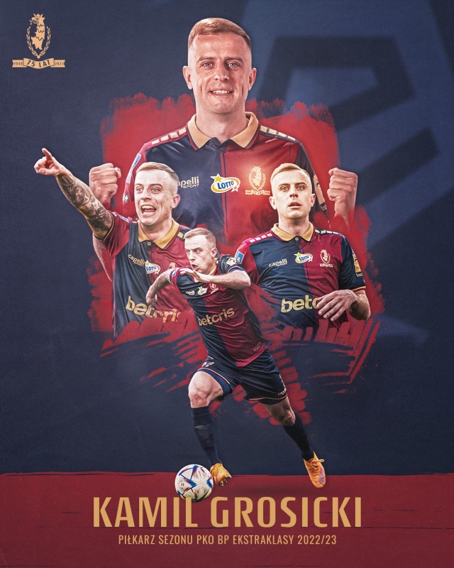 Skrzydłowy Pogoni Szczecin Kamil Grosicki został najlepszym piłkarzem sezonu PKO Ekstraklasy. Źródło: https://pogonszczecin.pl 
