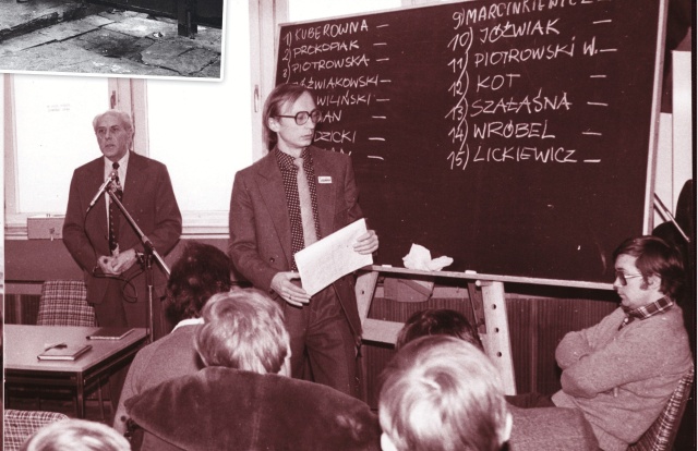 Julian Jóźwiakowski. Wybory. Fot. z albumu "60 lat Polskiego Radia Szczecin", pod red. Mariana Kowalskiego Lata 80.