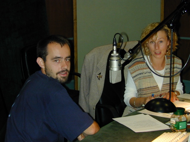 Agata Rokicka i Paweł Szulc - dziennikarze w studiu emisyjnym. Fot. Bogusław Lis [Radio Szczecin] Pierwsza dekada XXI wieku
