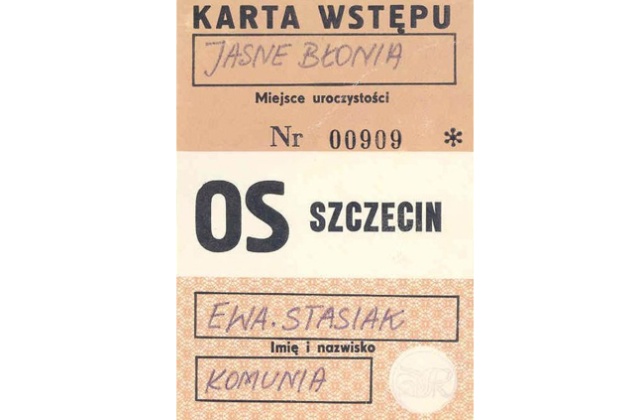 Karta wstępu uprawniająca do wejścia na Jasne Błonia. Fot. Archiwum prywatne. 25 lat temu w Szczecinie był papież [ZDJĘCIA]