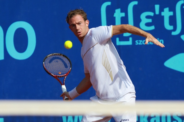 F. Volandri (ITA - biały) vs A. Giannessi (ITA - czerwony). Fot. Łukasz Szełemej [PR Szczecin] Pekao Open: Panfil pokonał Niemca [DUŻO ZDJĘĆ]