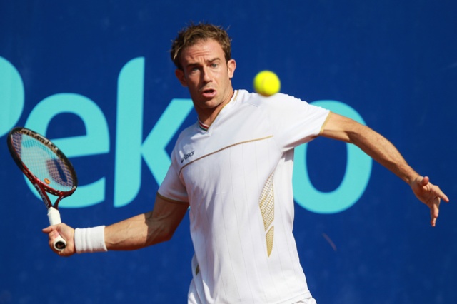 F. Volandri (ITA - biały) vs A. Giannessi (ITA - czerwony). Fot. Łukasz Szełemej [PR Szczecin] Pekao Open: Panfil pokonał Niemca [DUŻO ZDJĘĆ]