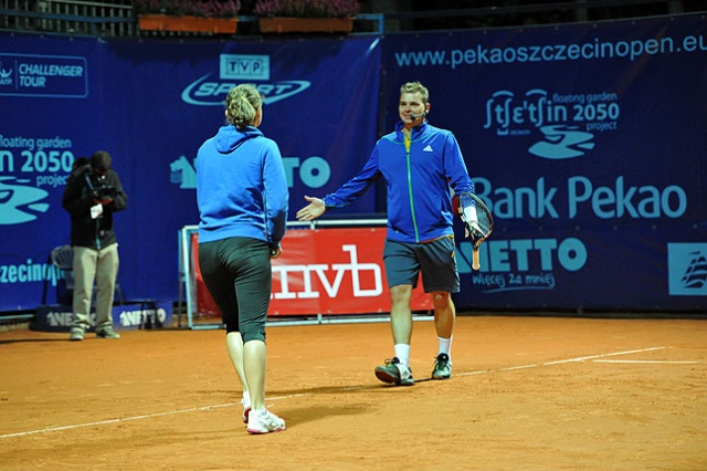 Frytka i Matka na korcie. Fot. Łukasz Szełemej [PR Szczecin] Frytka i Matka na korcie. Było show [ZDJĘCIA]