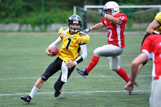 Cougars kontra Seahawks. Fot. Łukasz Szełemej [Radio Szczecin] Szczecińskie Pumy na tarczy [ZDJĘCIA]