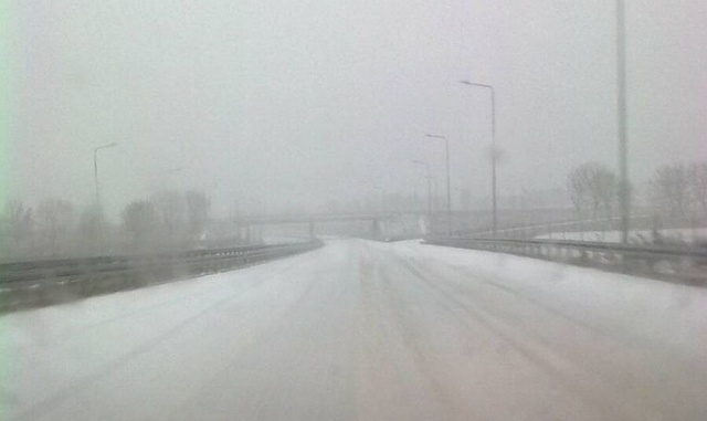 Droga nr 6 koło Nowogardu. Fot. Piotr Tolko [Radio Szczecin] Drzewa łamią się, blokują drogi i miażdżą auta [ZDJĘCIA, WIDEO, NOWE]