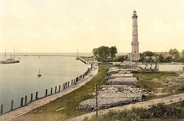Latarnia morska w Świnoujściu, ok. 1900 r. Fot. Library of Congress Photochrome Collection