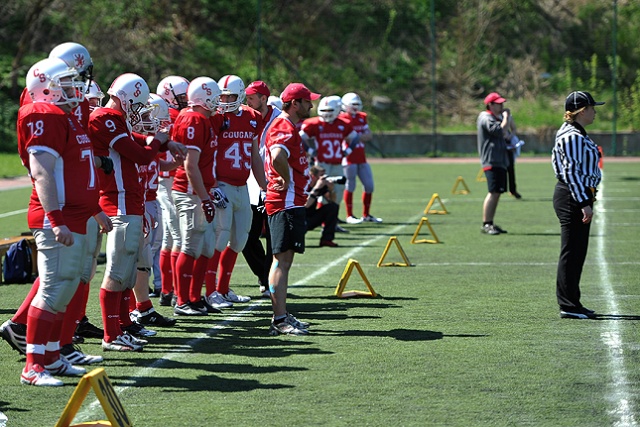Cougars Szczecin wygrali w sobotę z beniaminkiem rozgrywek Bydgoszcz Raiders 30:0. Fot. Łukasz Szełemej [Radio Szczecin] Pogrom beniaminka w Szczecinie [ZDJĘCIA]