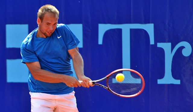 Artem Sitak (NZL) - Błażej Koniusz (POL). Fot. Łukasz Szełemej [Radio Szczecin] Udane eliminacje Polaków w Pekao Szczecin Open [ZDJĘCIA]