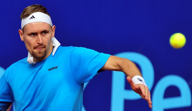 Bastian Wagner (GER) - Mateusz Kowalczyk (na zdj.) (POL). Fot. Łukasz Szełemej [Radio Szczecin] Udane eliminacje Polaków w Pekao Szczecin Open [ZDJĘCIA]