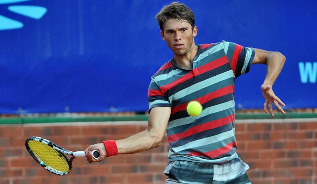 Philipp Dawydenko (na zdj.) (RUS) - Maciej Smola (POL). Fot. Łukasz Szełemej [Radio Szczecin] Udane eliminacje Polaków w Pekao Szczecin Open [ZDJĘCIA]