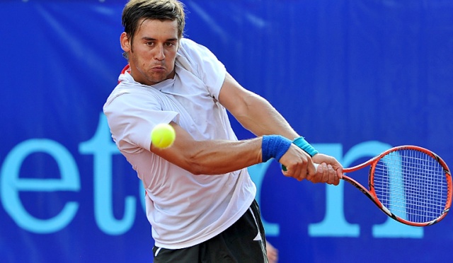 Philipp Dawydenko (RUS) - Maciej Smola (na zdj.) (POL). Fot. Łukasz Szełemej [Radio Szczecin] Udane eliminacje Polaków w Pekao Szczecin Open [ZDJĘCIA]