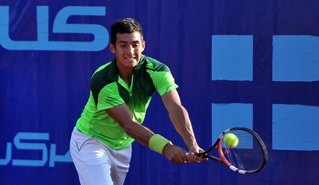 Christian Garin (CHI) (na zdj.) - Peter Torebko (GER). Fot. Łukasz Szełemej [Radio Szczecin] Udane eliminacje Polaków w Pekao Szczecin Open [ZDJĘCIA]