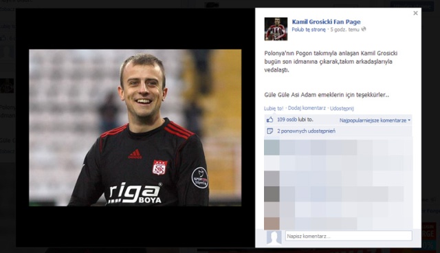 Kamil Grosicki odchodzi z tureckiego Sivassporu. Wychowanek Pogoni Szczecin na internetowym fan pagu pożegnał się w piątek z kolegami z drużyny.