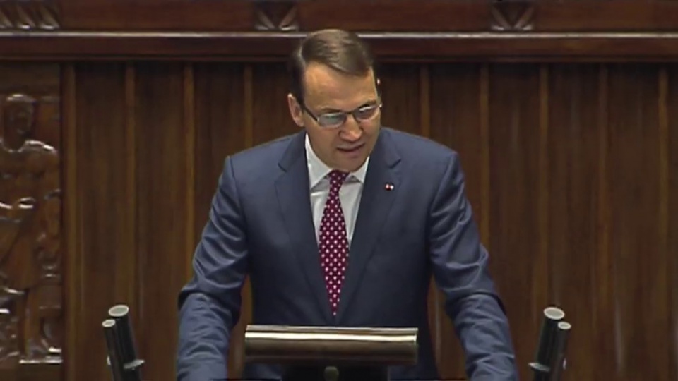 Polska jest bezpieczna, potencjał militarny rośnie - tak mówił w czwartek w Sejmie szef polskiego MSZ, Radosław Sikorski. Fot. Sejm/x-news