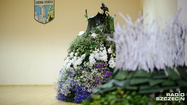 Stroje powstały na Festiwal Róż, który w miniony weekend odbył się w Skarbimierzycach. Fot. Konrad Nowak [Radio Szczecin] Można przymierzyć suknie dopóki... nie zwiędną [ZDJĘCIA]