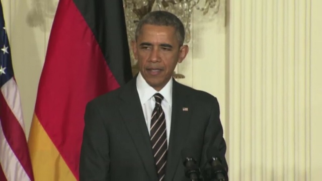 Trzeba jak najszybciej zakończyć konflikt. Akcje zbrojne nie wchodzą w grę - mówi prezydent USA po rozmowach z Kanclerz Niemiec. Barrack Obama spotkał się z Angelą Merkel w Waszyngtonie.