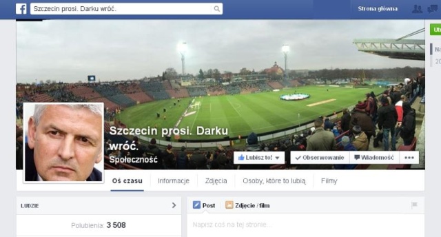 Kibice Pogoni od kilku dni mają swój profil na Facebooku, na którym proszą, aby do szczecińskiego zespołu wrócił były trener Portowców, Dariusz Wdowczyk.