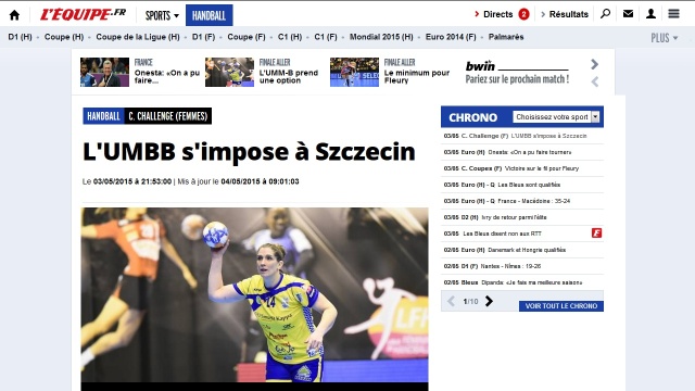 Hala była przeraźliwie pusta, mecz był jak pojedynek bokserski, a Francuzki są faworytkami rewanżu - tak o niedzielnym pierwszym finałowym meczu Challange Cup piszą media znad Sekwany.
