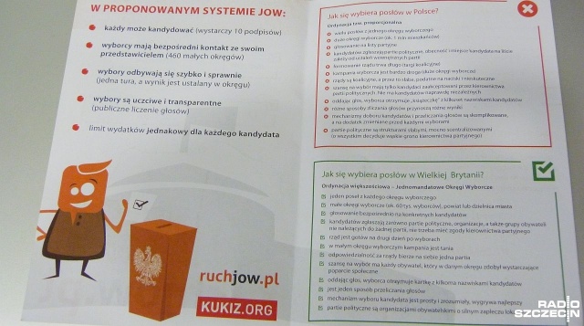 Ponad 10 tysięcy ulotek, strony internetowe z informacjami - zwolennicy jednomandatowych okręgów wyborczych będą namawiać szczecinian do głosowania we wrześniowym referendum.