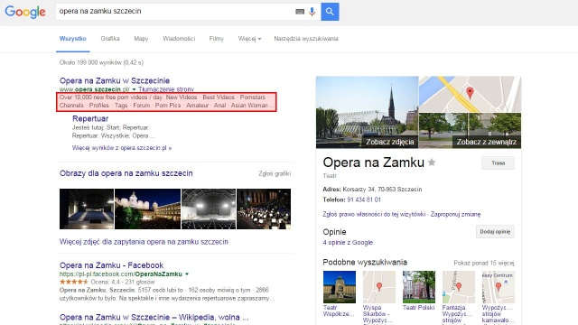 Hakerzy zaatakowali stronę internetową Opery na Zamku w Szczecinie. W jej opisie w wyszukiwarce Google widniały pornograficzne hasła.