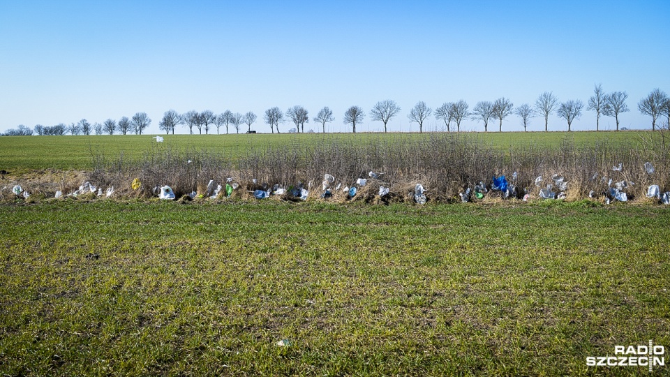 Do zakładu w Słajsinie trafiają odpady z 27 zachodniopomorskich gmin. Mieszkańcy skarżą się, że drogę do niego można rozpoznać po śmieciach zgubionych przez ciężarówki. Fot. Jarosław Gaszyński [Radio Szczecin]