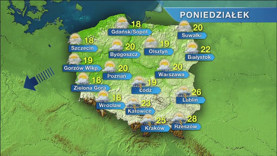 Pogoda na poniedziałek. Fot. TVN Meteo/x-news