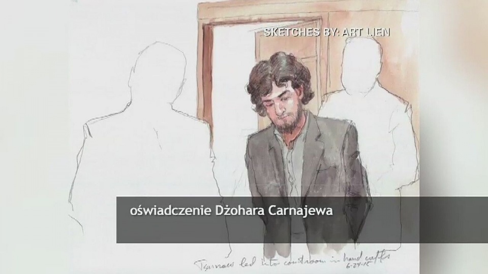 Kara śmierci - taki wyrok usłyszał Dżochar Carnajew - jeden ze sprawców zamachu na uczestników maratonu w Bostonie. Fot. CNN Newsource/x-news