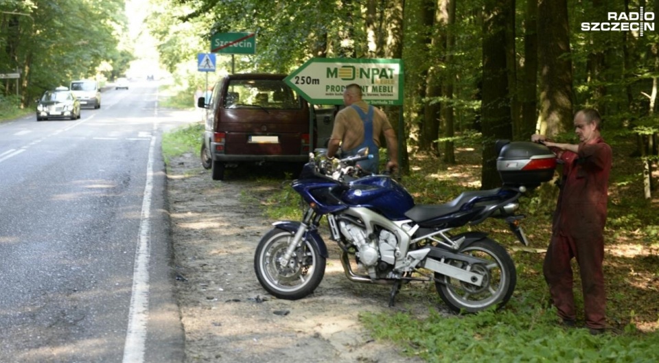 Motocyklista zderzył się z samochodem. Fot. Piotr Rakowski [Radio Szczecin]