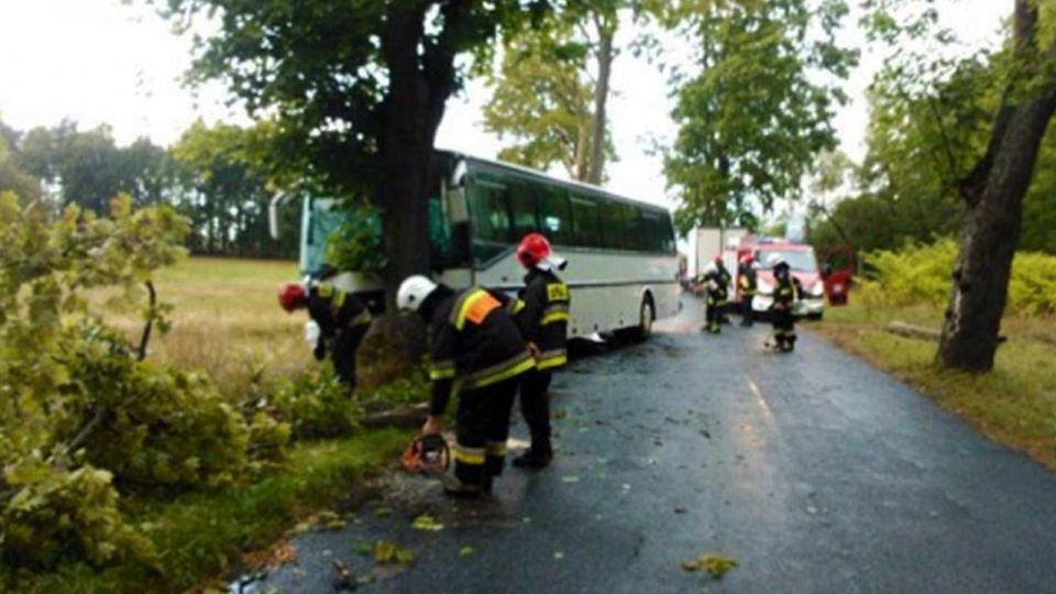 Wypadek autokaru z dziećmi. Fot. Straż Pożarna