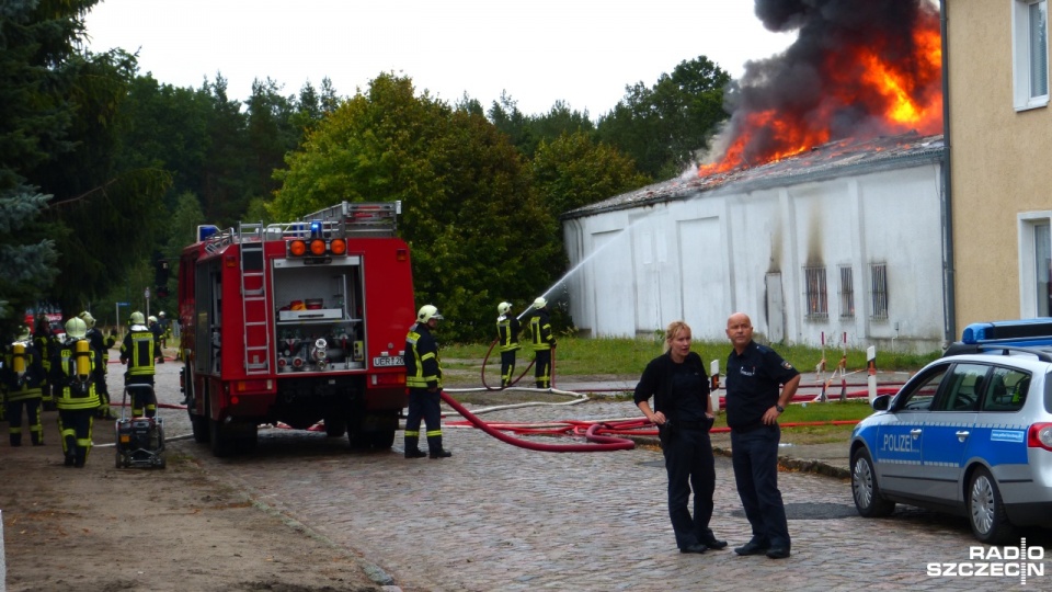 Pożar gasiło kilka zastępów straży pożarnej. Fot. Paweł Sip [Radio Szczecin]