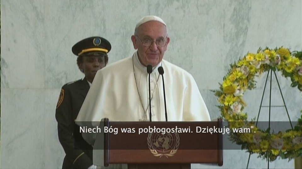 Główną częścią piątkowych planów Ojca Świętego było wystąpienie na 70. sesji Zgromadzenia Ogólnego ONZ w Nowym Jorku. Fot. CNN Newsource/x-news