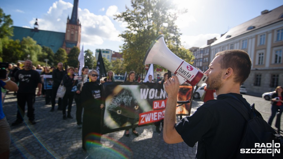 Kilkudziesięciu szczecinian protestowało przeciwko złemu traktowaniu zwierząt. Fot. Konrad Nowak [Radio Szczecin]