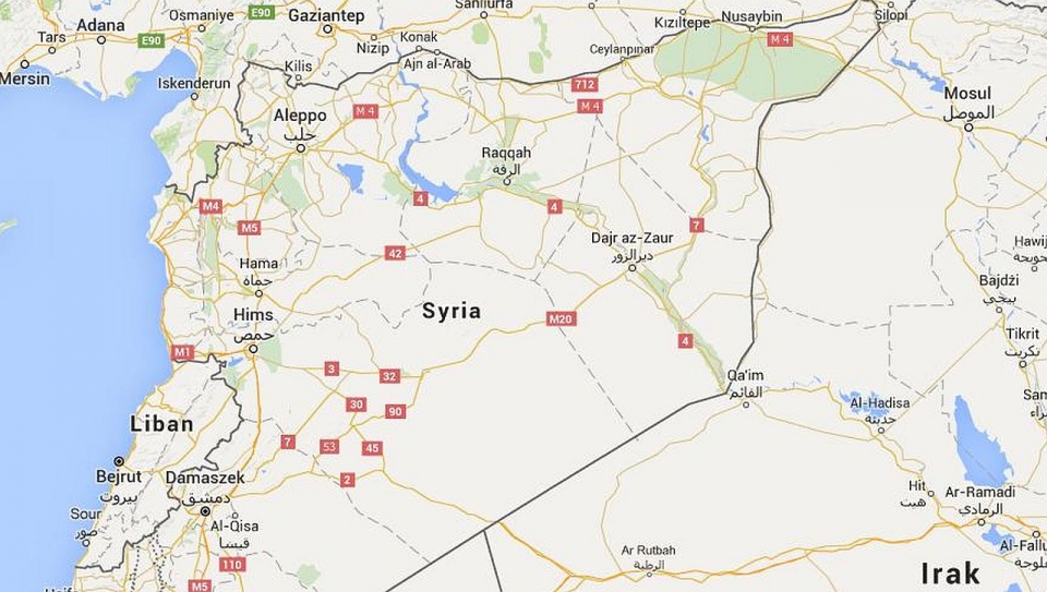 Francuzi rozpoczęli naloty na pozycje zajmowane przez terrorystów z organizacji Państwo Islamskie. To pierwsze tak zdecydowane działanie na terenie Syrii. Fot. www.google.pl/maps