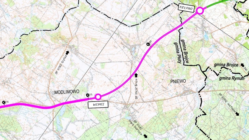 Plan Orientacyjny odcinka Płoty i Kiełpino. Mat. GDDKiA