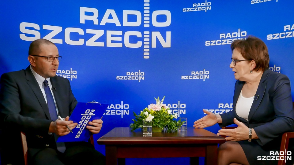Premier Ewa Kopacz była gościem magazynu "Rozmowy pod Krawatem". Fot. Jarosław Gaszyński [Radio Szczecin/Archiwum]