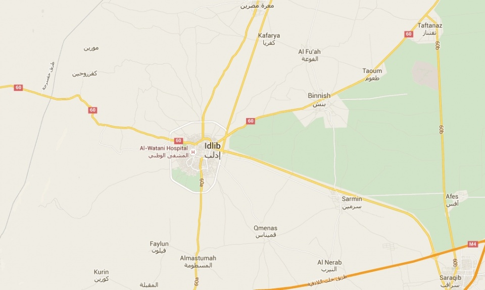 Kilkudziesięciu Syryjczyków zginęło w nalotach na miasto Idlib. Źródło: www.google.pl/maps