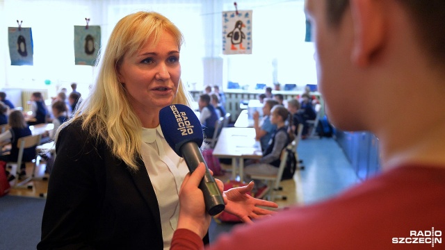 Interaktywna lekcja w SP 35. Fot. Łukasz Szełemej [Radio Szczecin] Interaktywna lekcja w SP 35. Rozmawiali o pingwinach [WIDEO, ZDJĘCIA]