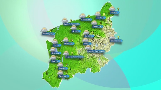 W całym regionie dużo chmur. Słońce jednak też powinno wyjść zza chmur. Temperatury od 6 do 7 stopni Celsjusza.