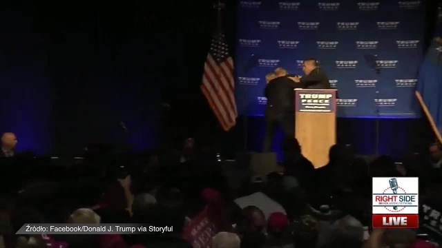Donald Trump ewakuowany ze sceny podczas swojego wystąpienia. Pracownicy ochrony obawiali się o bezpieczeństwo kandydata republikanów.
