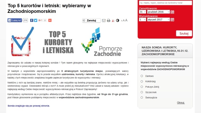 Ostatnia szansa aby zagłosować na najlepszą miejscowość wypoczynkowo-rekreacyjną w naszym województwie.