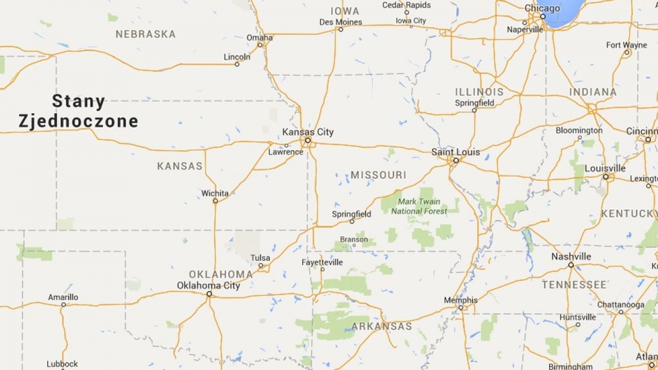 W dalszym ciągu najgorsza sytuacja jest w Missouri i południowo-zachodniej części Illinois. Fot. www.google.pl/maps