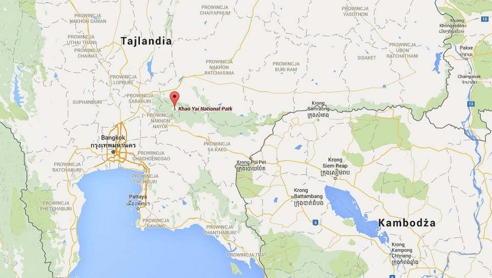 Kobieta i mężczyzna zgubili się w Parku Narodowym Khao Yai, który jest położony w dżungli. Fot. www.google.pl/maps