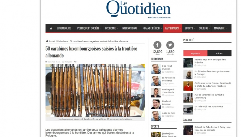 O sprawie pisze luksemburski dziennik Le Quotidien. Fot. www.lequotidien.lu